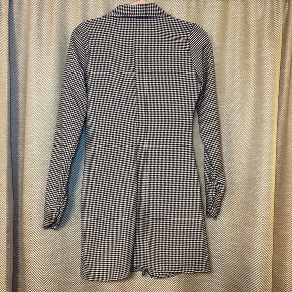 Zara Houndstooth Mini Dress Jacket Womens Size Medium Polyester Button Length 34 - Picture 8 of 8